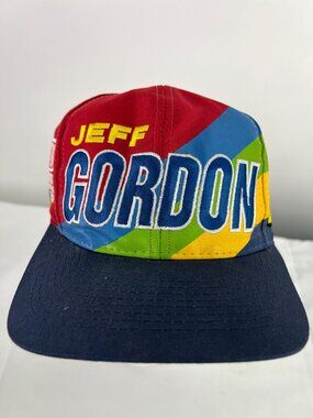 Vintage Jeff Gordon NASCAR Chase Authentics Snapback Hat Rainbow Wraparound